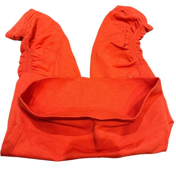Lululemon In the Flow Crop Pants Leggings Womens 4 Coral Orange Ruched - Picture 3 of 5